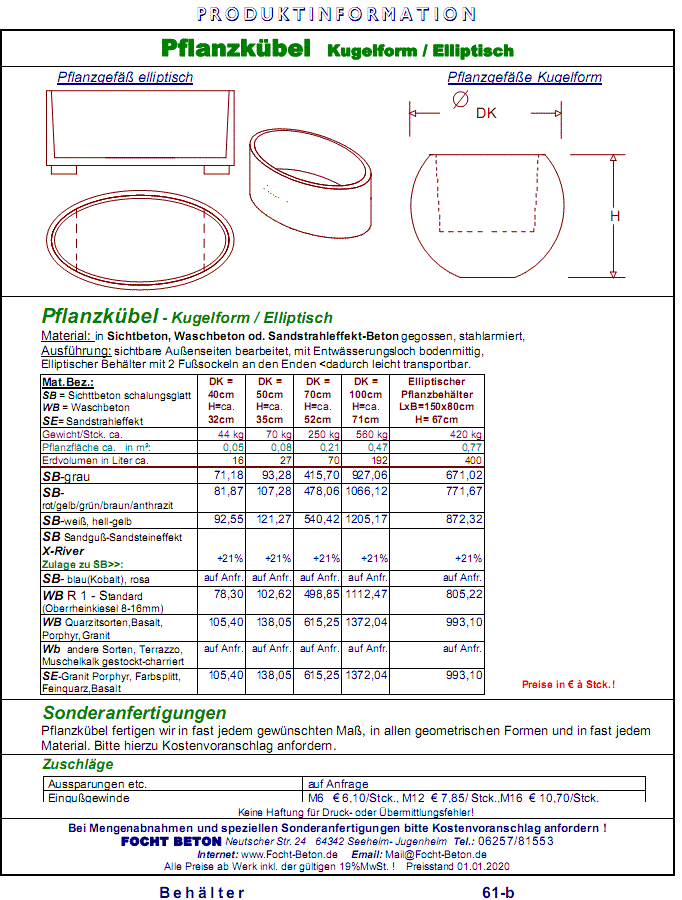 Pflanzkübel Kugelform / elliptisch / Anfahrschutz