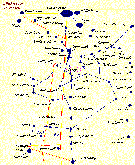 Orientierungskarte mit Städtelinks zum direkten Einzugsgebiet Focht Betons